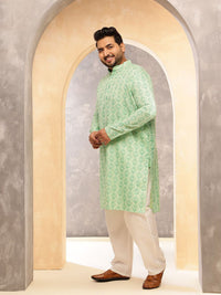 SOJANYA PLUS Men Bandhani Printed Festive Linen Straight Kurta