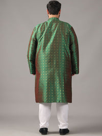 SOJANYA PLUS Size Geometric Woven Design Band Collar Straight Kurta