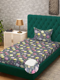 Myntra Elegant Homes Grey Floral 300 TC Single 7D Bedsheet with 1 Pillow Cover-225X150 cm