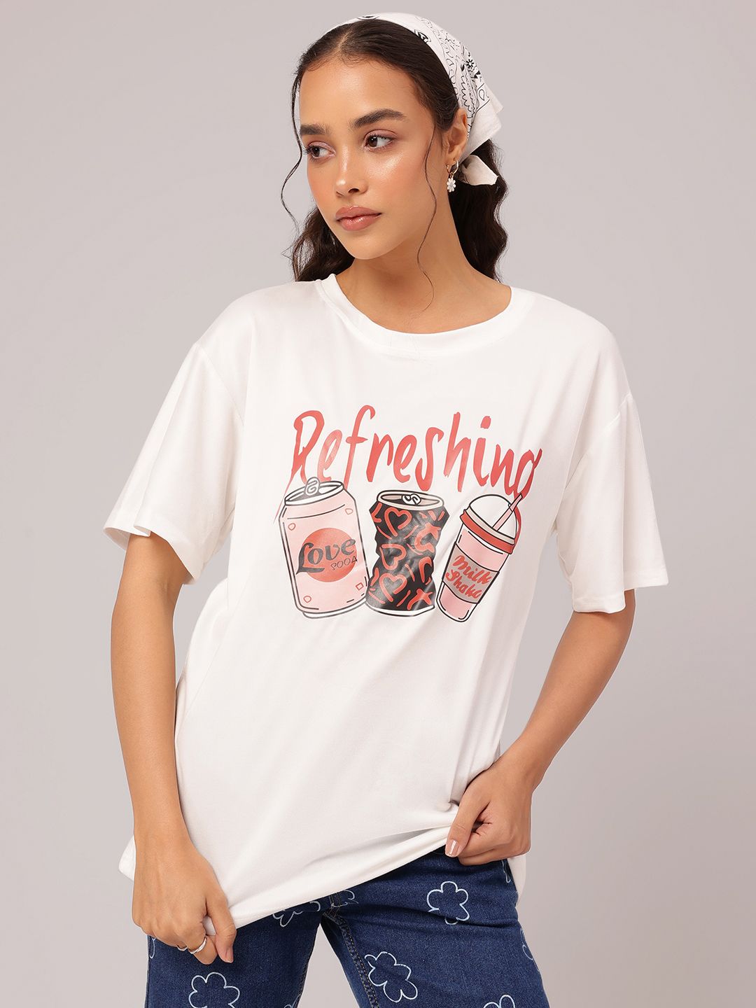 DressBerry Refresh & Slay Printed Relaxed Fit T-shirt