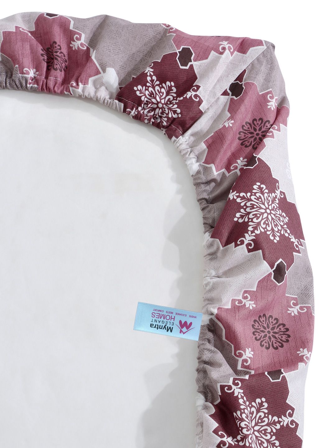 Myntra Elegant Homes Pink Geometric Fitted 400 TC Cotton Set Cadar King 2.50 m x 2.25 m