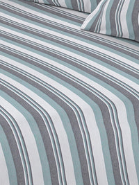 Myntra Elegant Homes Green Striped Pure Cotton Double Bedcover With 2 Pillow Cover