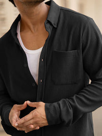 Powerlook Men Spread Collar Textured Cotton Casual Shirt