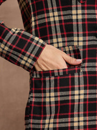 SASSAFRAS Checked Pure Cotton Comfort-Fit Double-Breasted Blazer