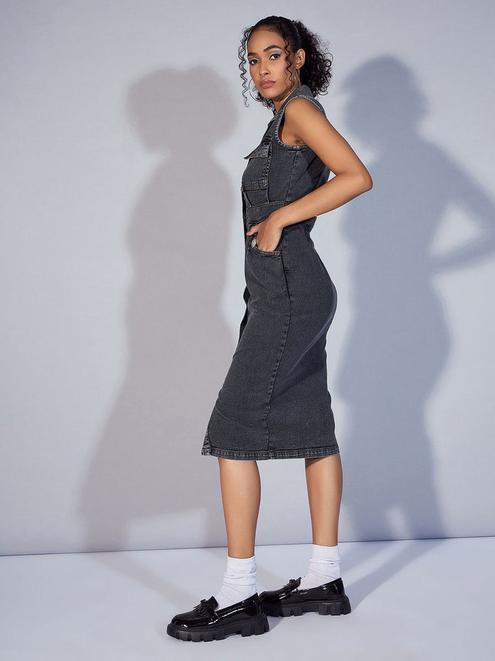 Pakaian baju tanpa lengan sassafras denim