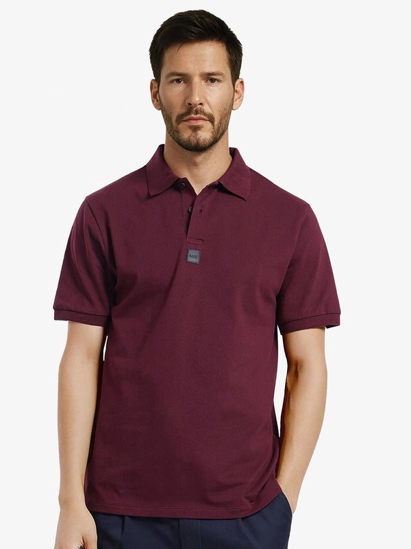 RARE RABBIT Men Solid Polo Collar Cotton T-shirt