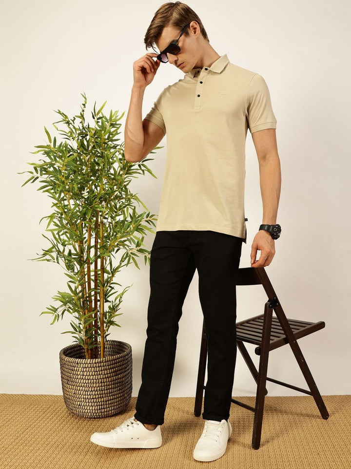 Thomas Scott Men Solid Polo Collar Cotton T-shirt