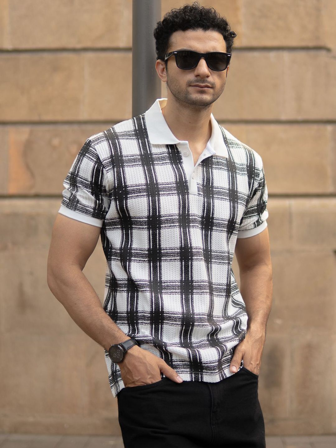 Powerlook SS25 Checked Polo Collar T-Shirt