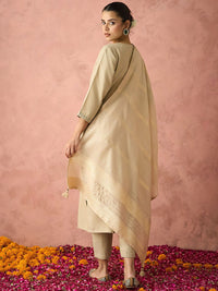 KALINI Ethnic Motifs Yoke Design Straight Thread Work Kurta with Trousers & Dupatta
