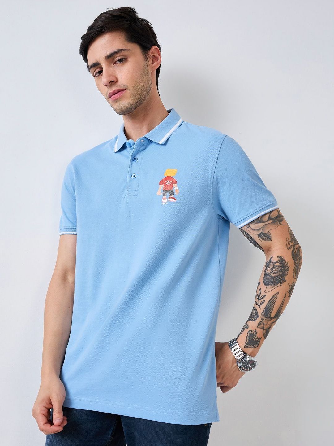 SPYKAR Men Polo Collar Solid Cotton Slim Fit T-shirt