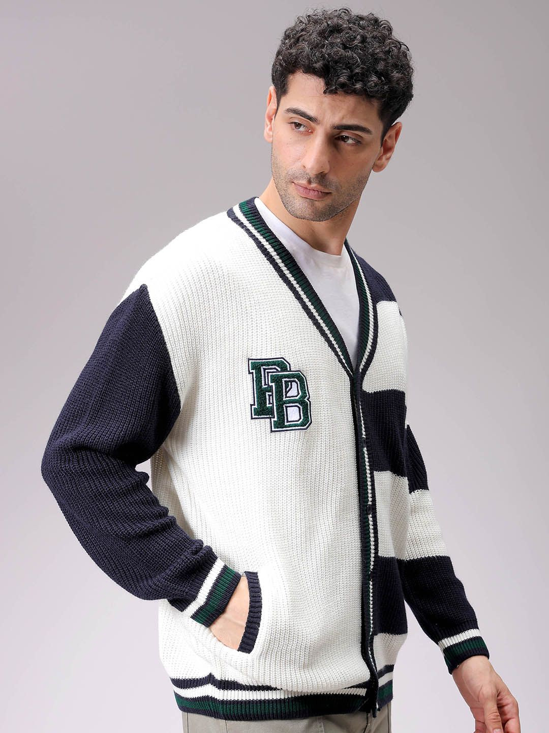 The Indian Garage Co Men Colourblocked Cardigan