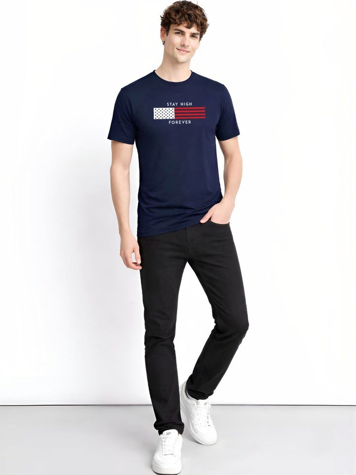 ADRO Typography Printed Round Neck Cotton Regular Fit T-shirt