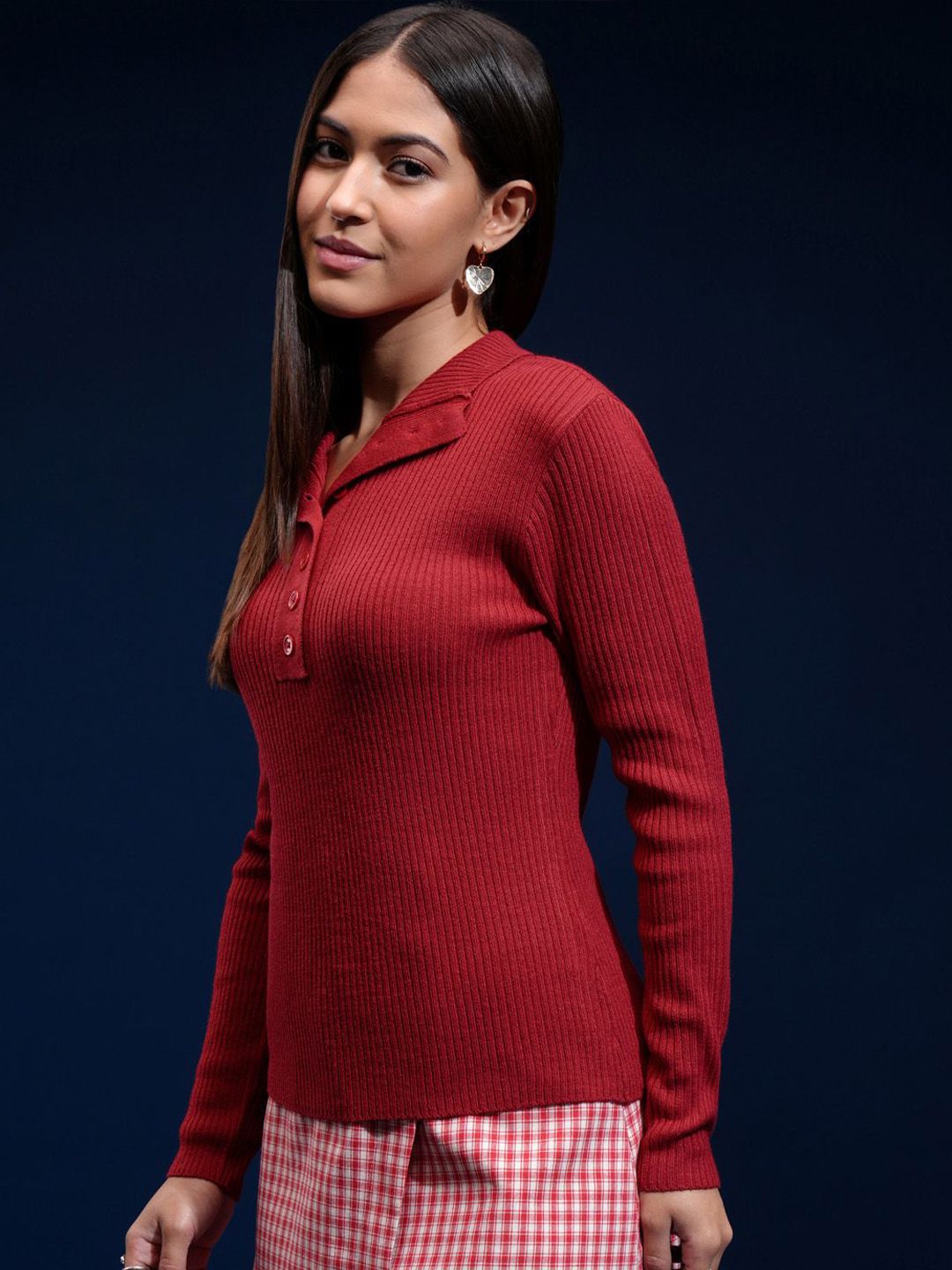 Basics By Tokyo Talkies Women Ribbed Pullover