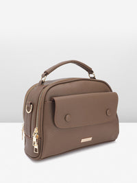 DressBerry Textured Structured Handheld Bag with Detachable Sling Strap