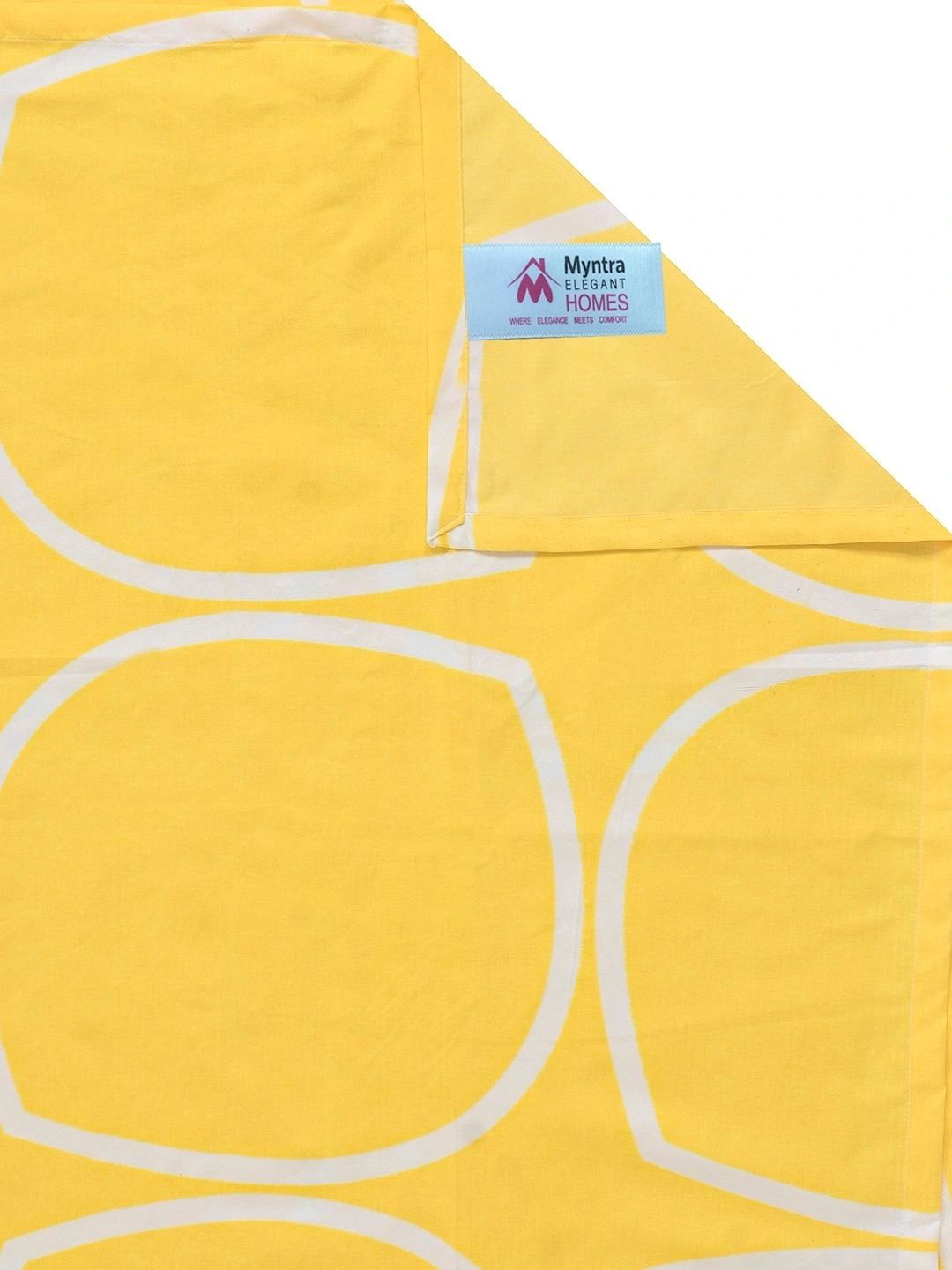 Myntra Elegant Homes Yellow & White Geometric 300 TC Single Cadar dengan 1 Sarung Bantal