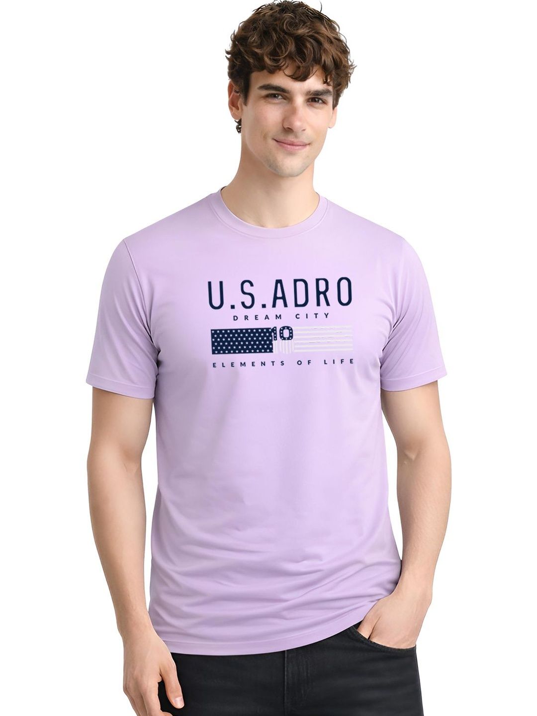ADRO Typography Printed Round Neck Cotton Regular Fit T-shirt