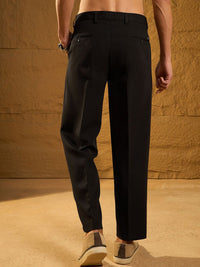 DENNISON Men Solid Relaxed Loose Fit Pleated Trousers