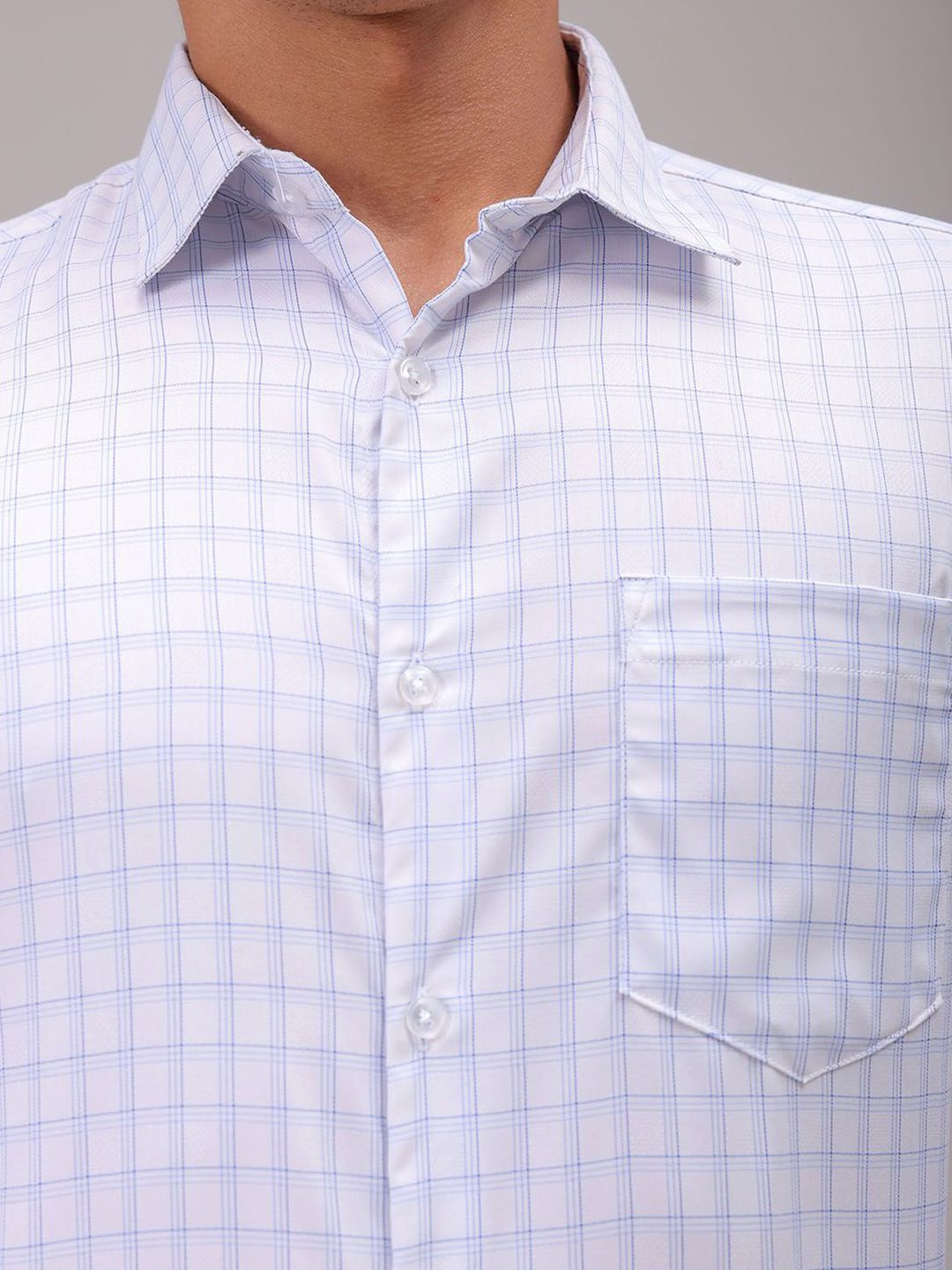 The Indian Garage Co. X Luxe Men Cutaway Collar Checked Slim Fit Formal Shirt