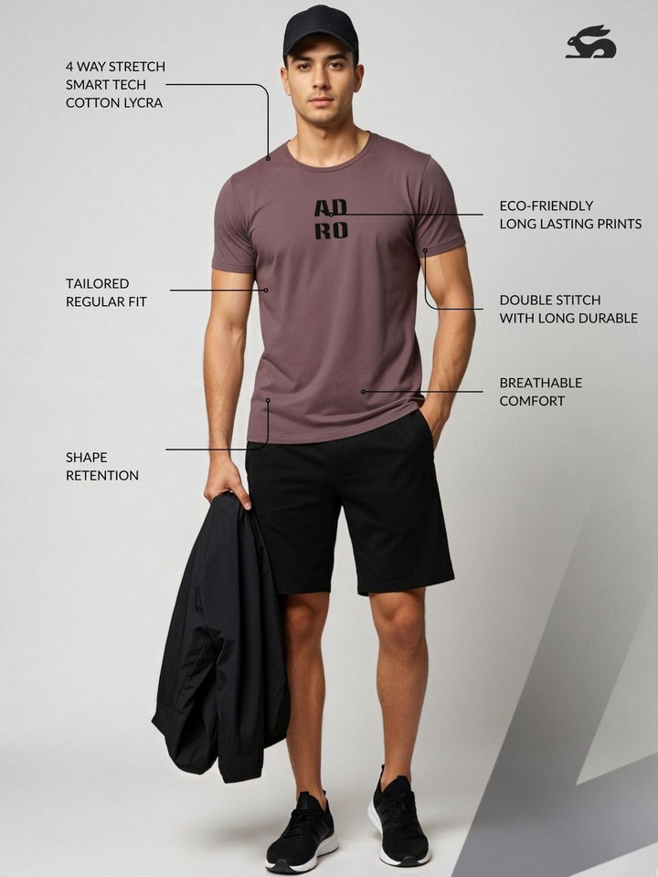 ADRO Typography Printed Short Sleeves Cotton Regular Fit T-shirt
