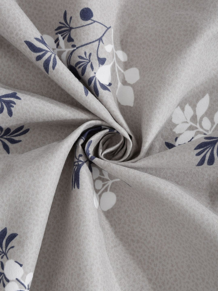 Myntra Elegant Homes Grey Floral Polycotton 300 TC Single Cadar Halus dengan Sarung Bantal-87 x 59 inci