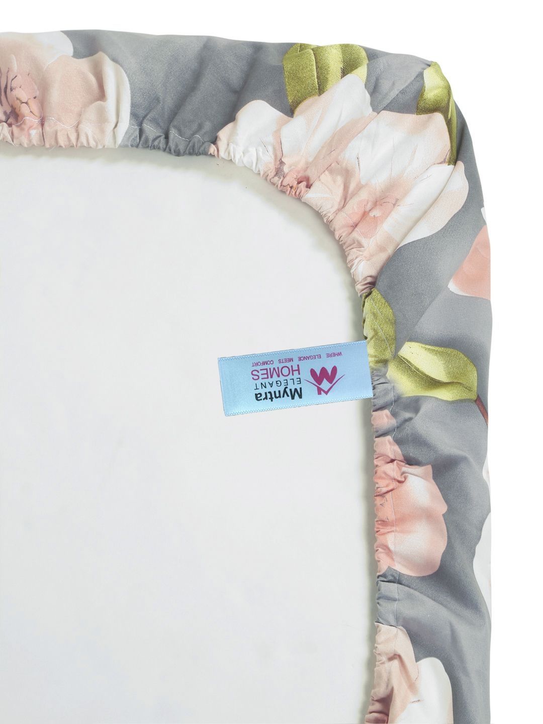 Myntra Elegant Homes Grey & Pink Floral 300 TC King Cadar dengan 2 Sarung Bantal