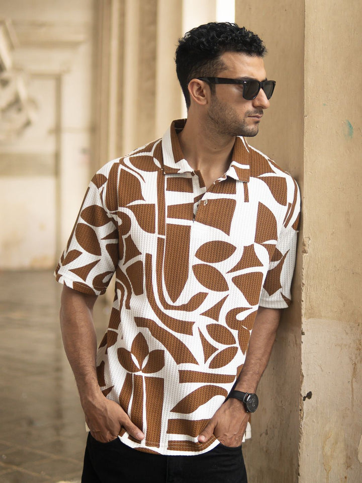 Powerlook Men Conversational Printed Polo Collar T-shirt