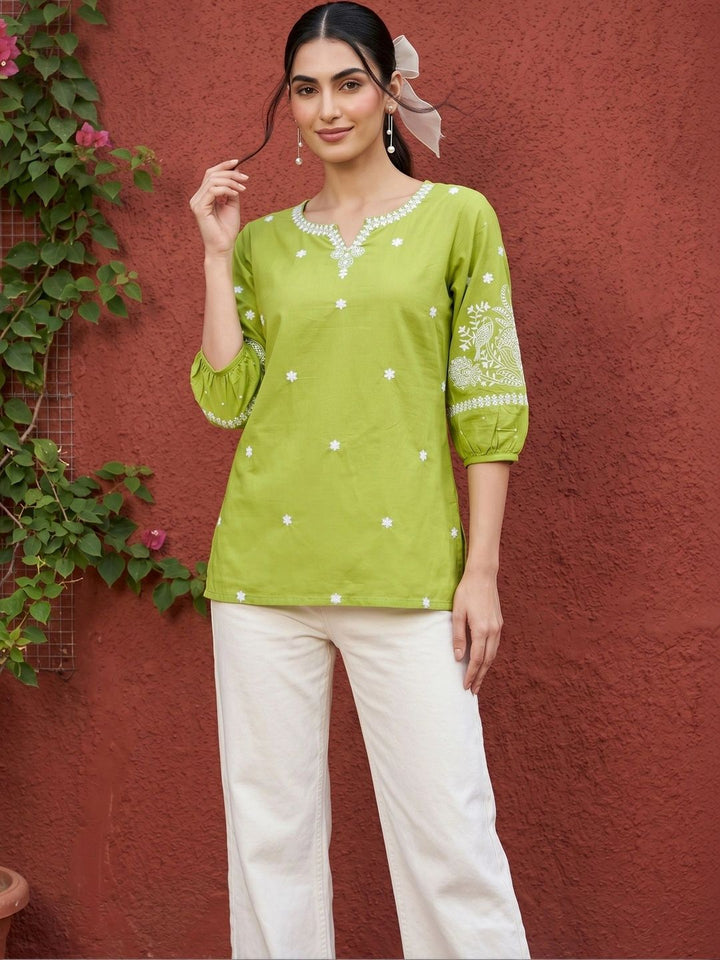 Mamicha Floral Print Puff Sleeve Cotton Top