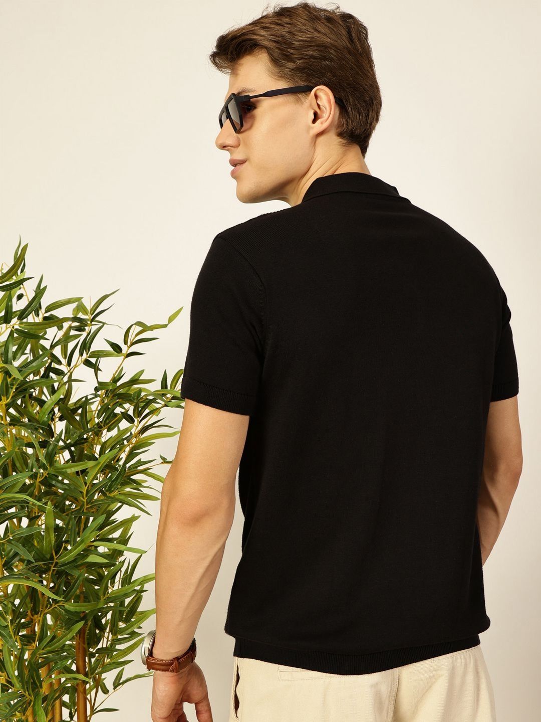 Thomas Scott Men Bio Finish Solid Polo Collar Cotton T-shirt
