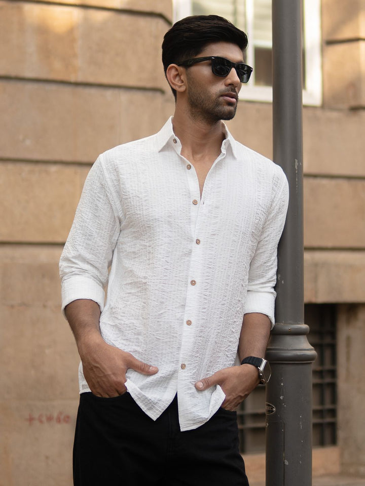 Powerlook SS25 Structure Vertical Striped Casual Shirt