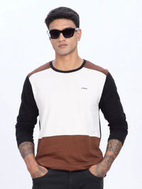 ADRO Lelaki Colourblocked Round Neck Cotton T-shirt