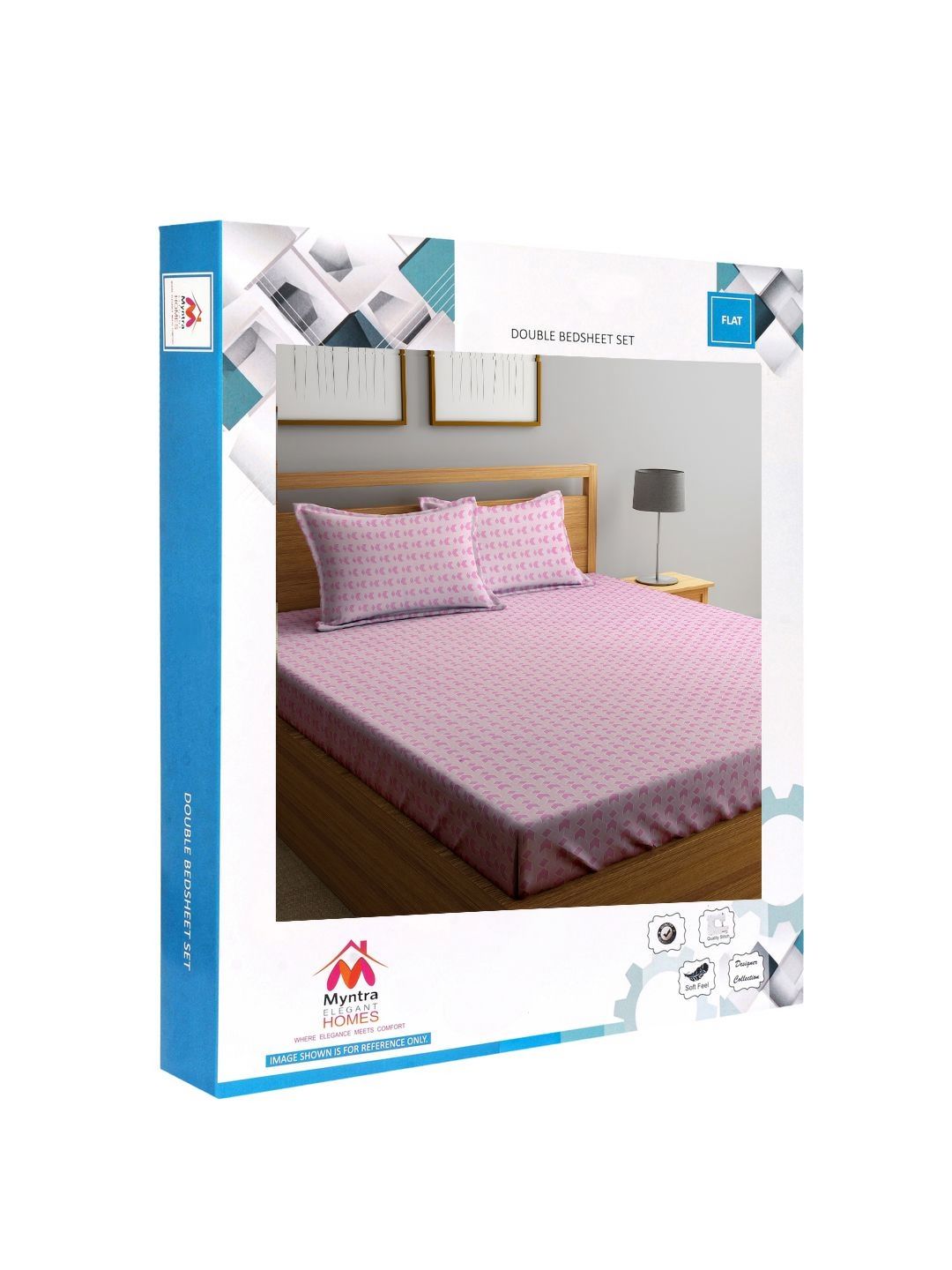 Myntra Elegant Homes Bercetak Merah Jambu & Putih Set Cadar King 300 TC 2.50 m x 2.20m