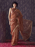 Tikhi Imli Embellished Sequinned  shimmer net saree with sequence embroidery