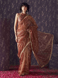 Tikhi Imli Embellished Sequinned  shimmer net saree with sequence embroidery