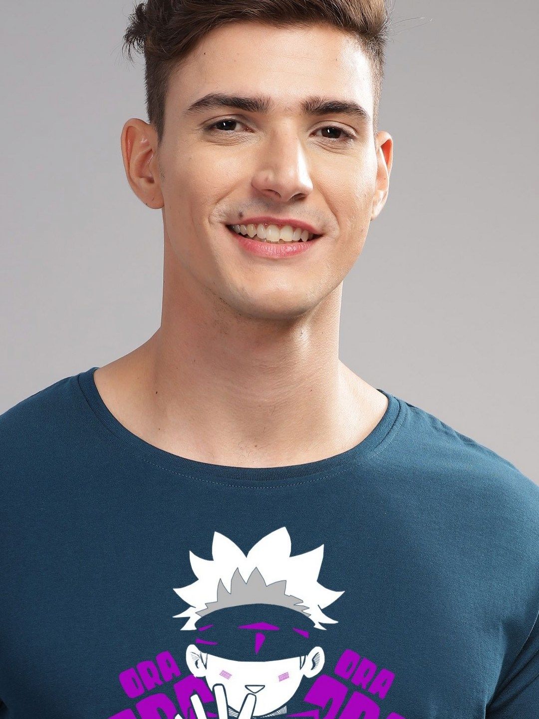 ADRO Men Printed Raw Edge T-shirt