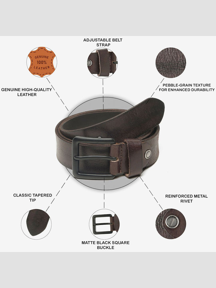 Teakwood Leathers Men Textured Leather Belt