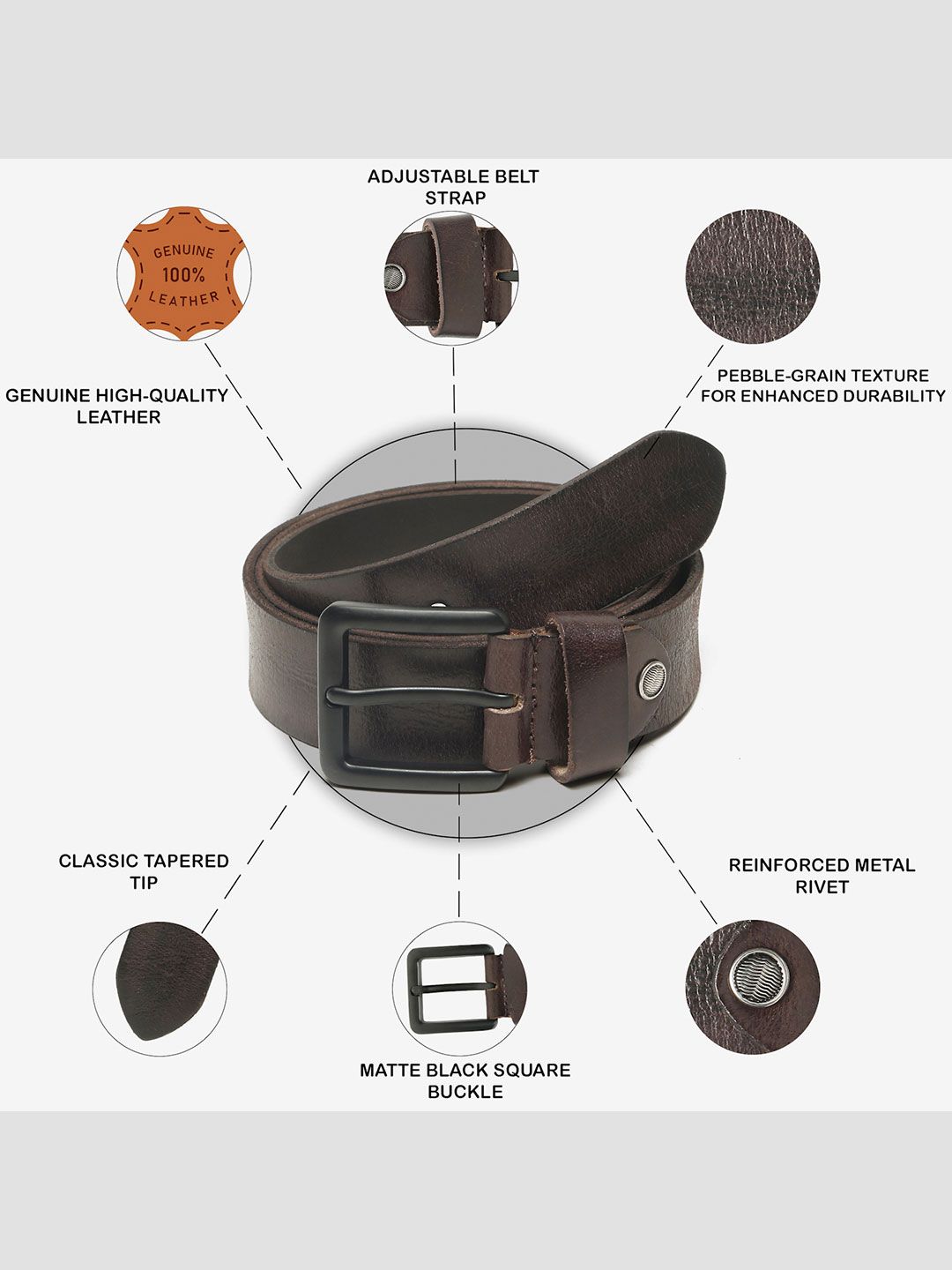 Teakwood Leathers Men Textured Leather Belt