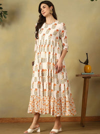 Mamicha Floral Print A-Line Midi Dress