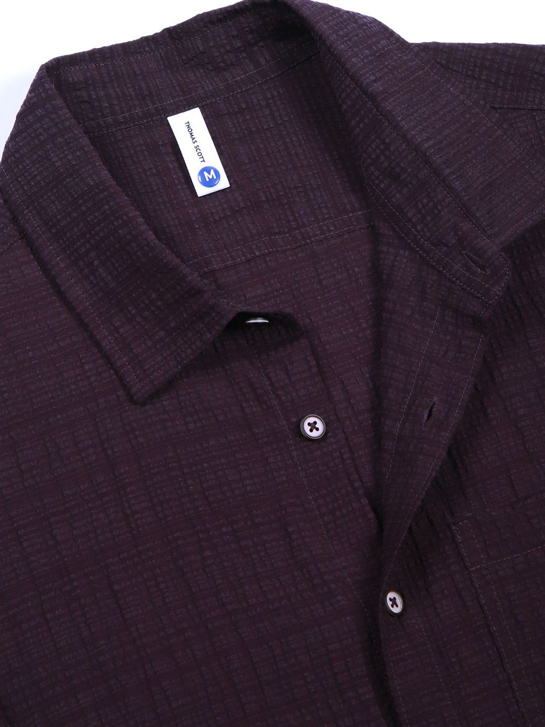 Thomas Scott Men Smart Slim Fit Spread Collar Textured Casual Shirt