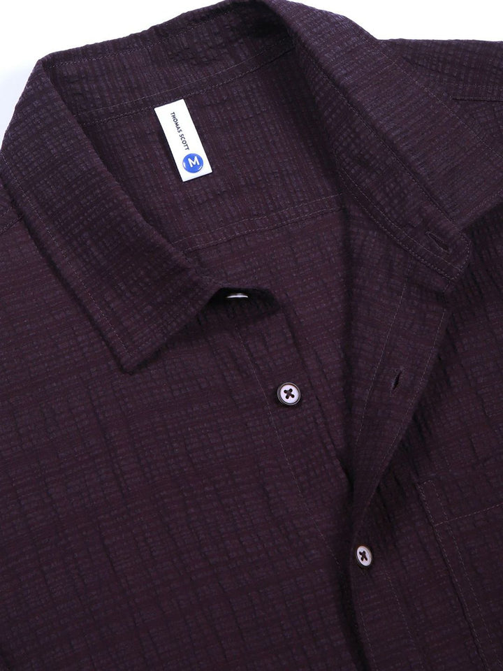Thomas Scott Men Smart Slim Fit Spread Collar Textured Casual Shirt