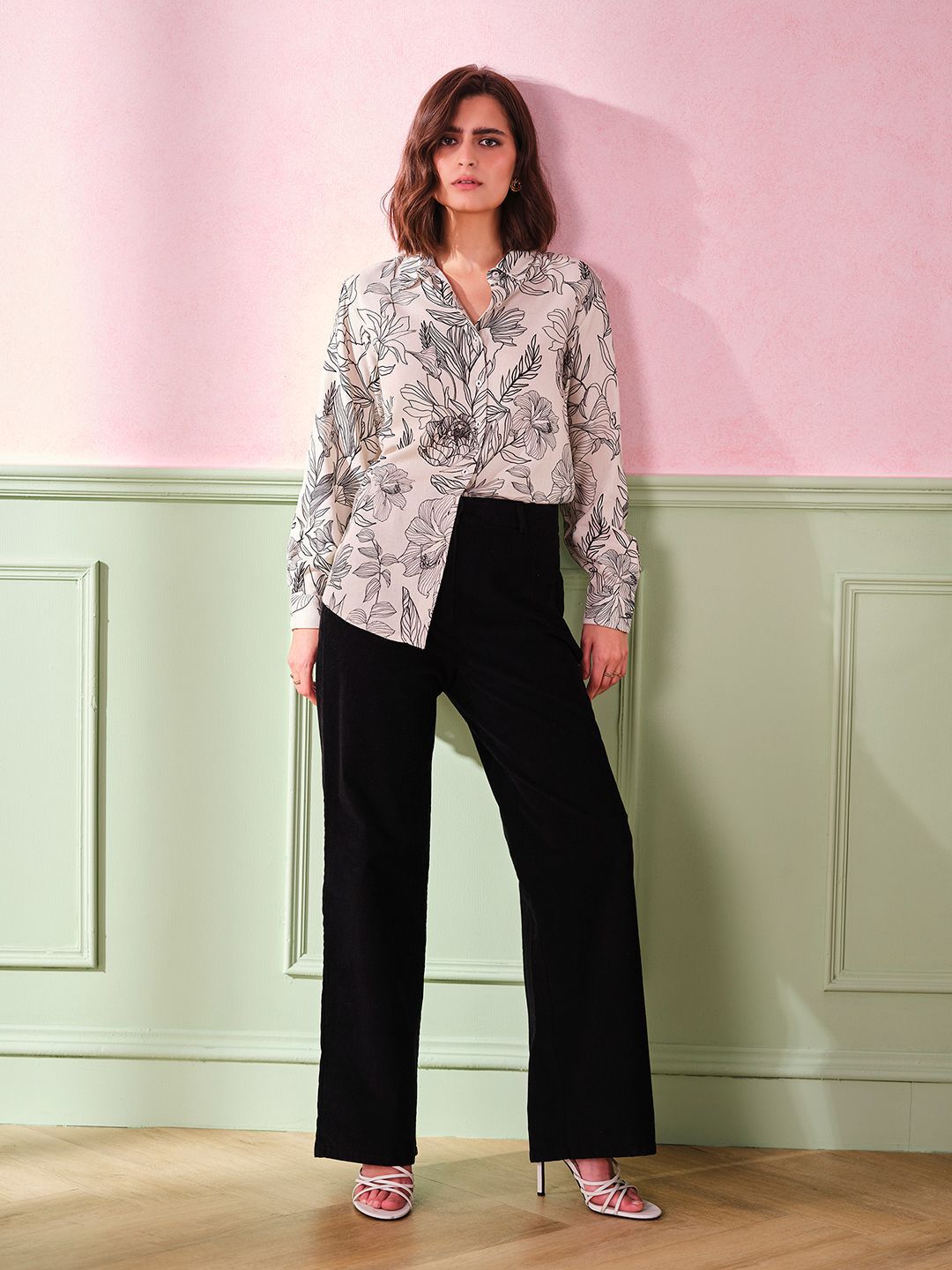 AND Floral Print Shirt Style Top