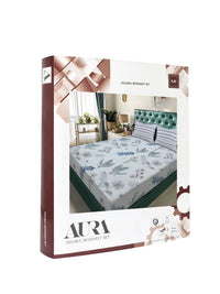 Aura Blue & Grey Floral Printed Set Cadar King 300 TC 2.5 x 2.25 m