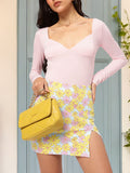 DressBerry Pastel Pink Paradise Sweetheart Neck Fitted Top