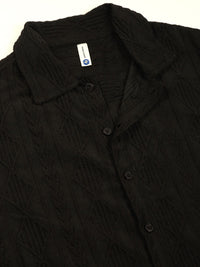 Thomas Scott Men Premium Spread Collar Textured Oversized Casual Shirt