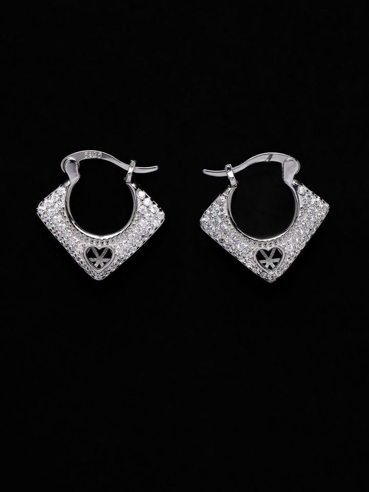 PANASH 925 Sterling Silver Bersalut Rhodium CZ-Stadded Anting-anting Gelung Cinta
