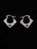 PANASH 925 Sterling Silver Bersalut Rhodium CZ-Stadded Anting-anting Gelung Cinta