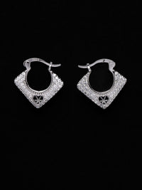 PANASH 925 Sterling Silver Bersalut Rhodium CZ-Stadded Anting-anting Gelung Cinta