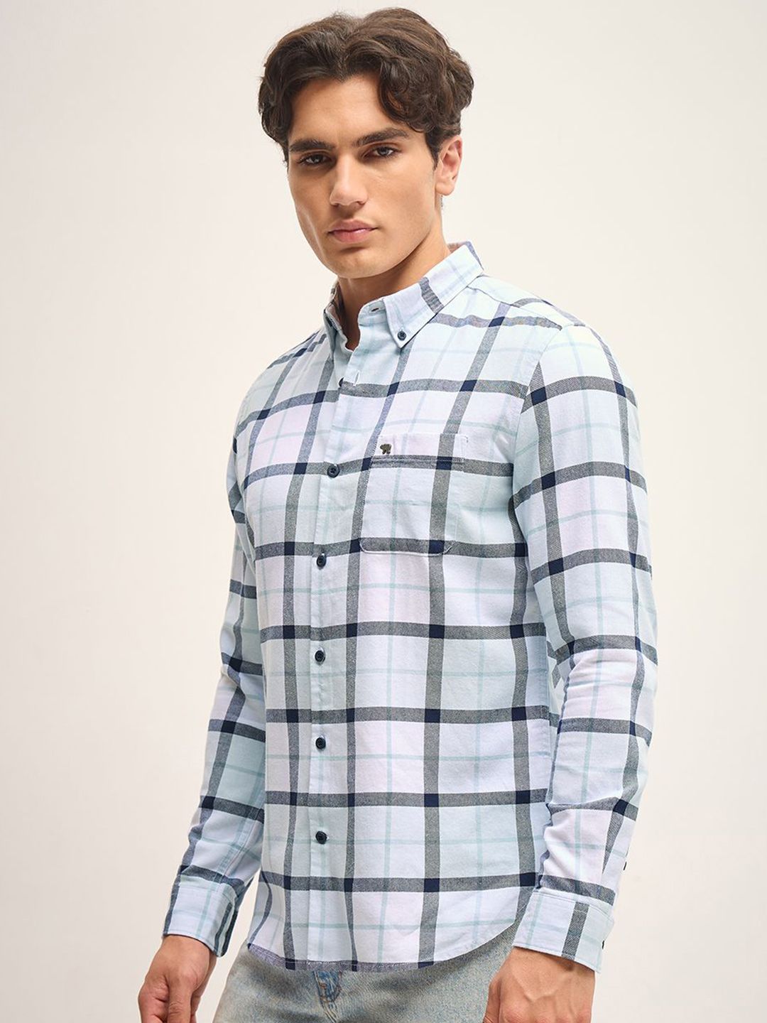 THE BEAR HOUSE Men Slim Fit Opaque Checked Casual Shirt