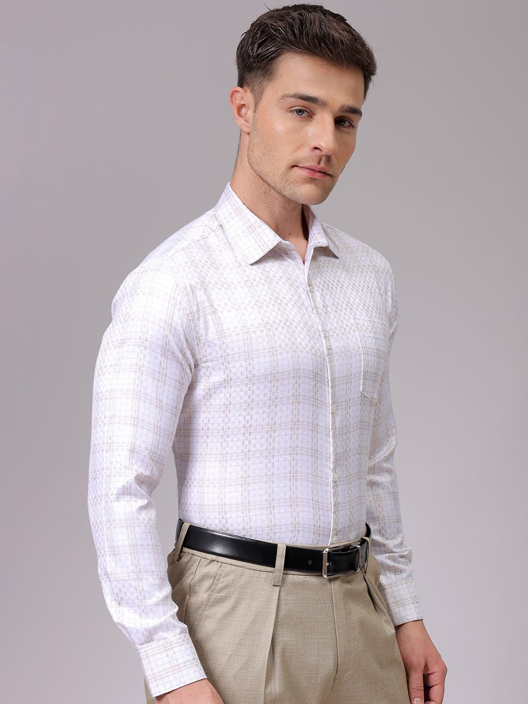 The Indian Garage Co. X Luxe Men Slim Fit Multi Stripes Opaque Striped Formal Shirt