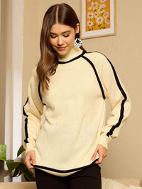 Berrylush Women Ribbed High Neck Pullover