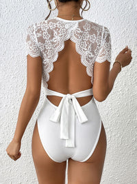 DressBerry Lace Insert Ribbed Back Styling Bodysuit